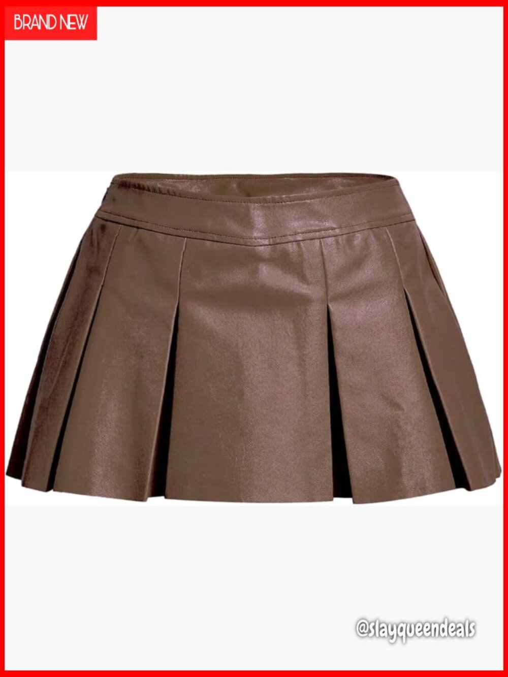 Faux Leather Mini Skirt Low Rise Pleated A-Line Tennis Style